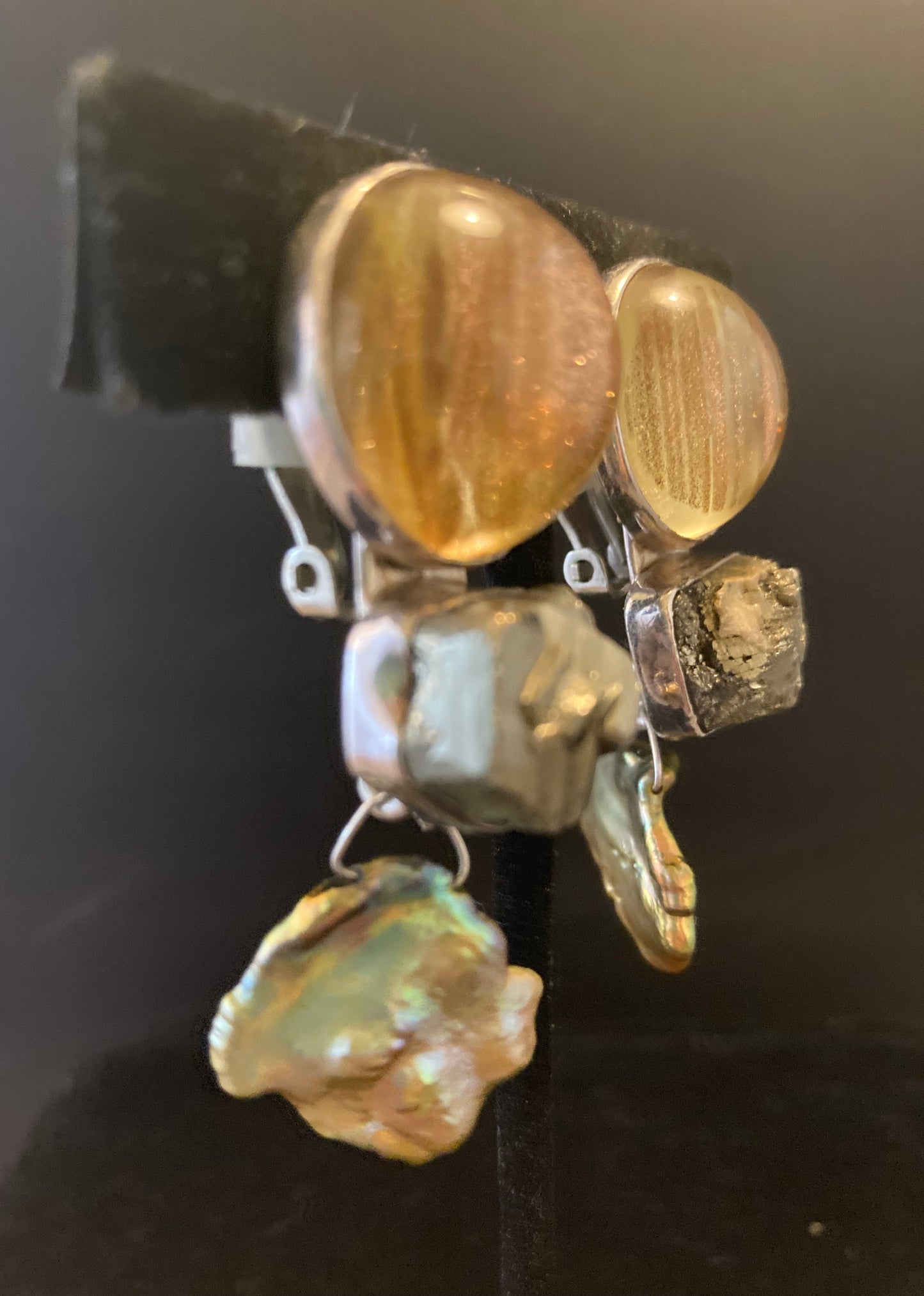Rutilated Qtz, Pyrite, Pearl