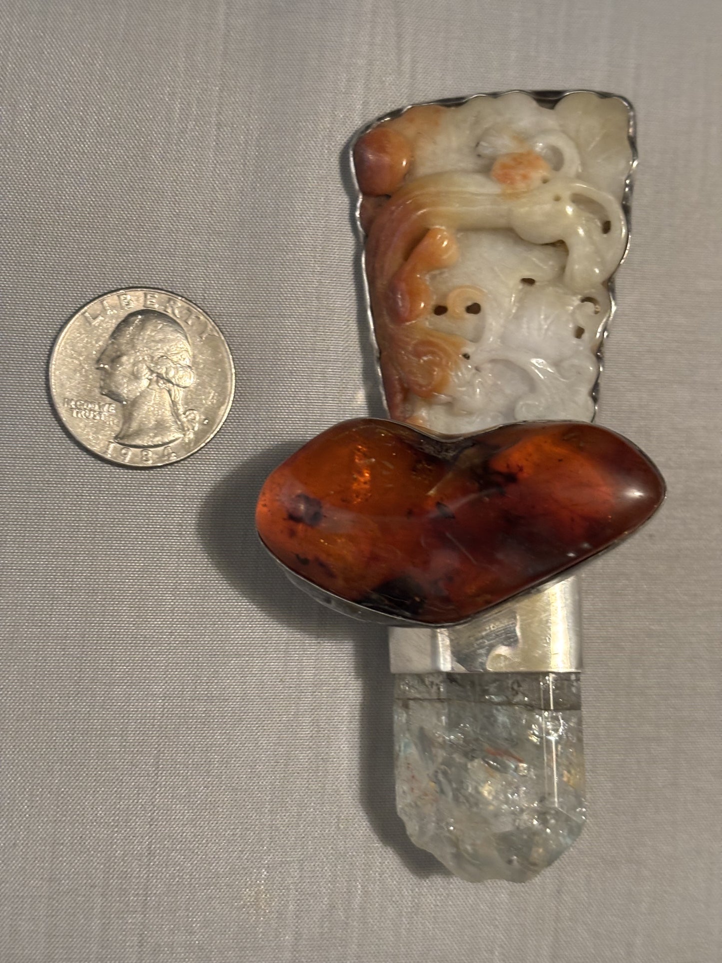Vintage Jade, Amber, Aquamarine