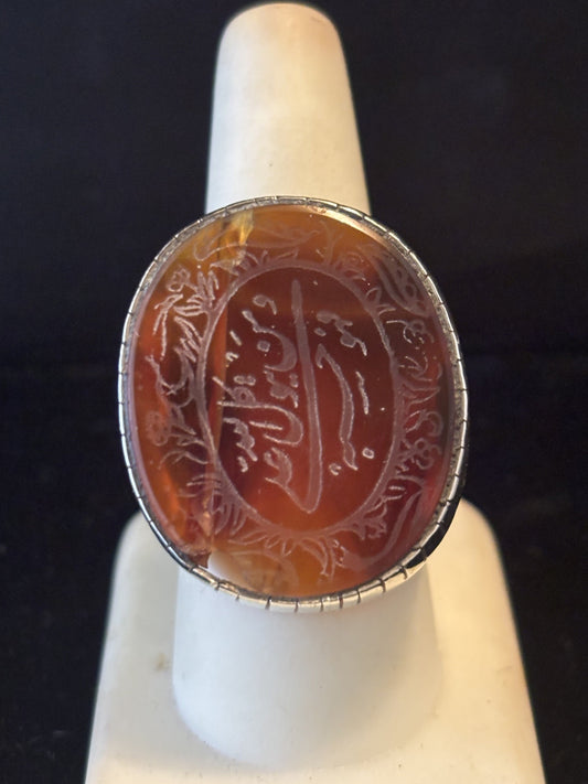 Agate Intaglio Engraved Ring