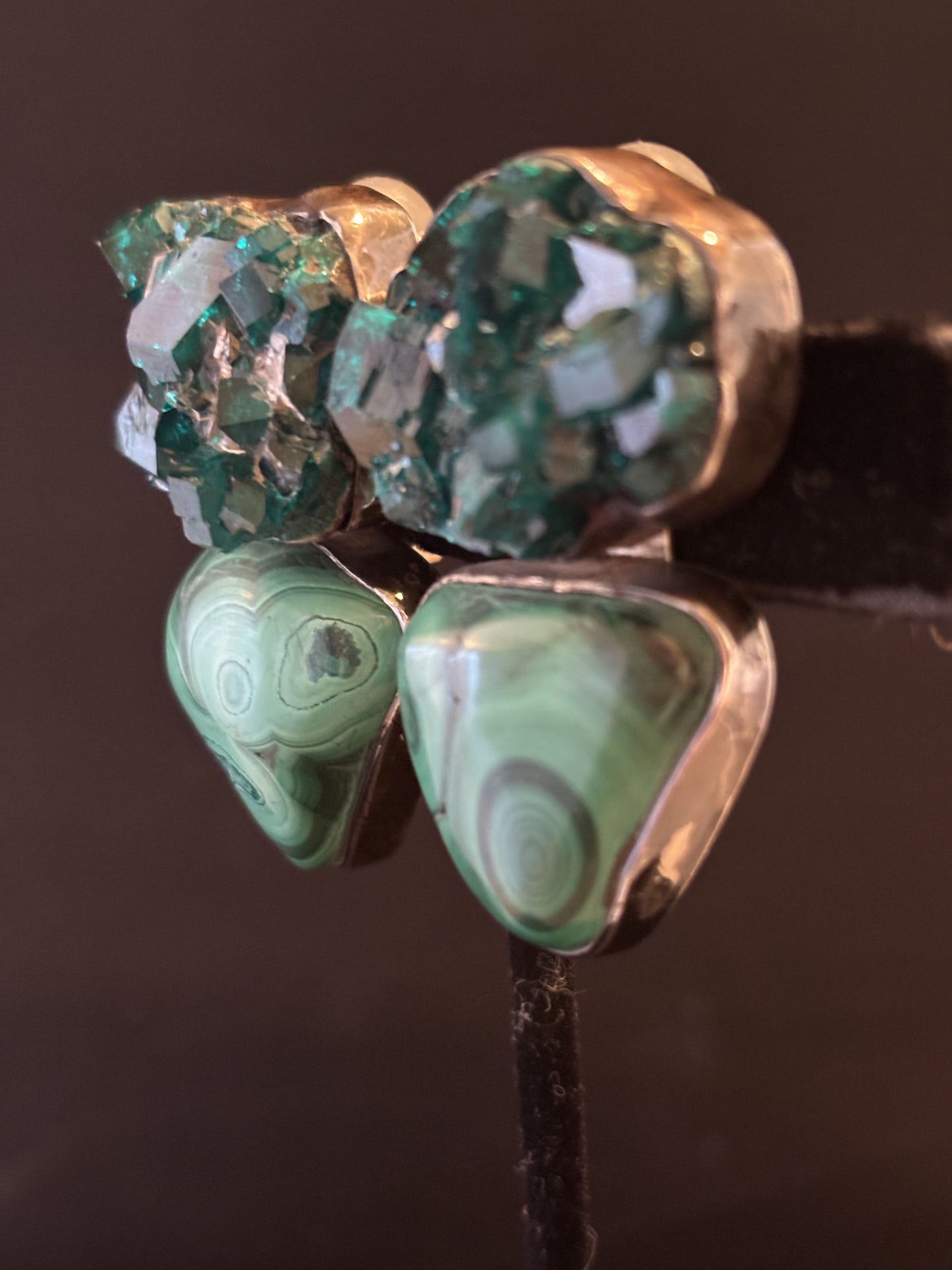 Raw Emerald, Malachite Earring