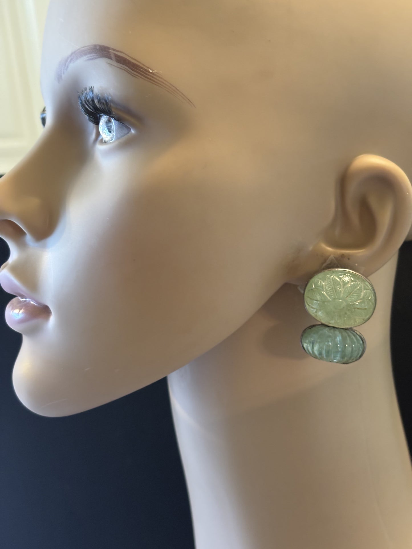 Carved Aquamarine earrings