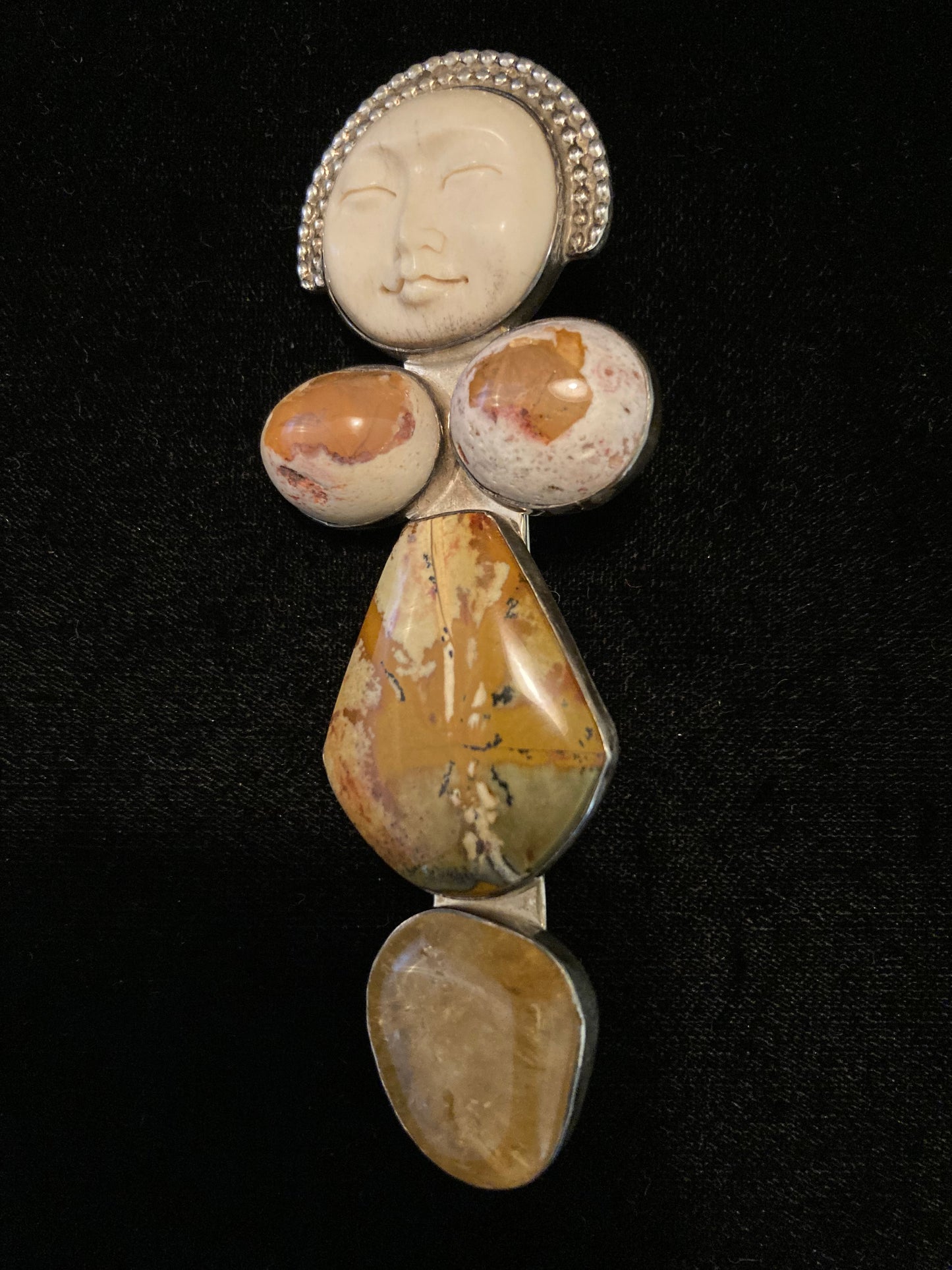 Bone, Mexican Fire Opal, Agate, Citrine