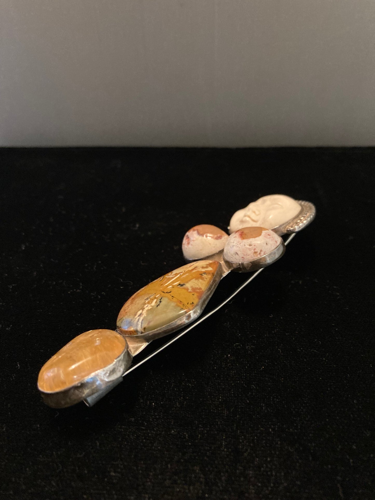 Bone, Mexican Fire Opal, Agate, Citrine