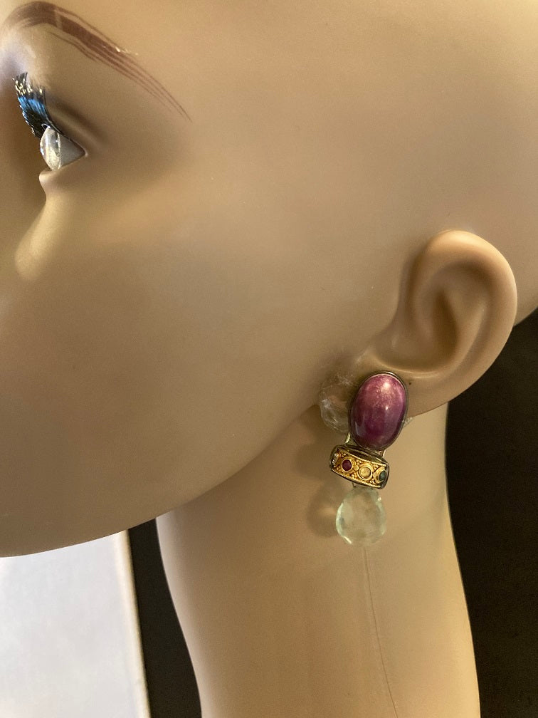 Cashon Ruby, 18KT Dowry, Aquamarine