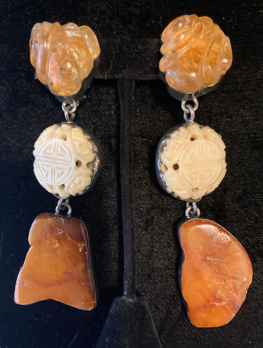 Citrine, Amber, Bone