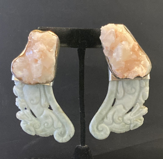 Vintage Pink Chrysocolla, Green Jade