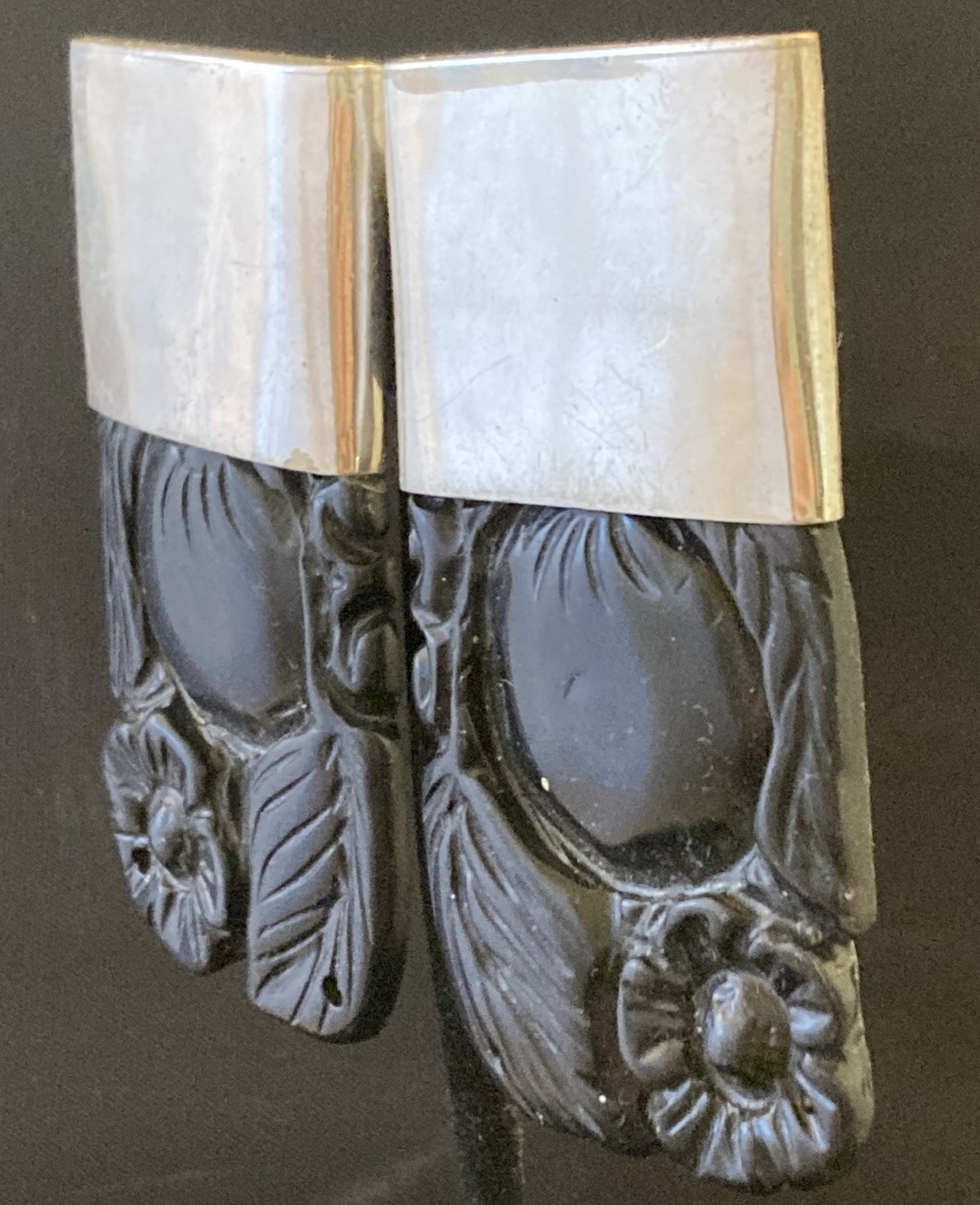 Vintage Dark Brown Carved Jade