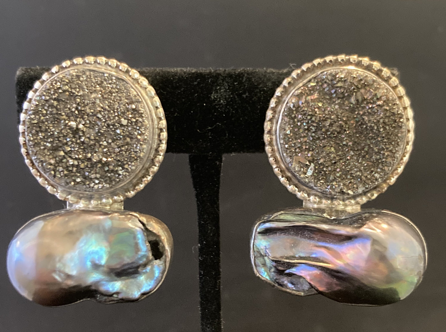 Black Druzy, South Sea Pearl