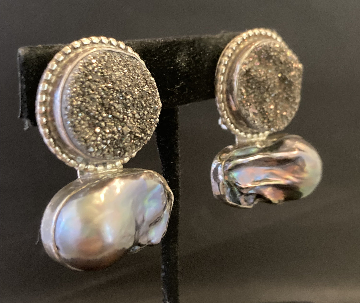 Black Druzy, South Sea Pearl
