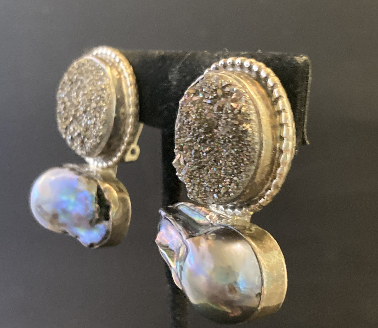 Black Druzy, South Sea Pearl