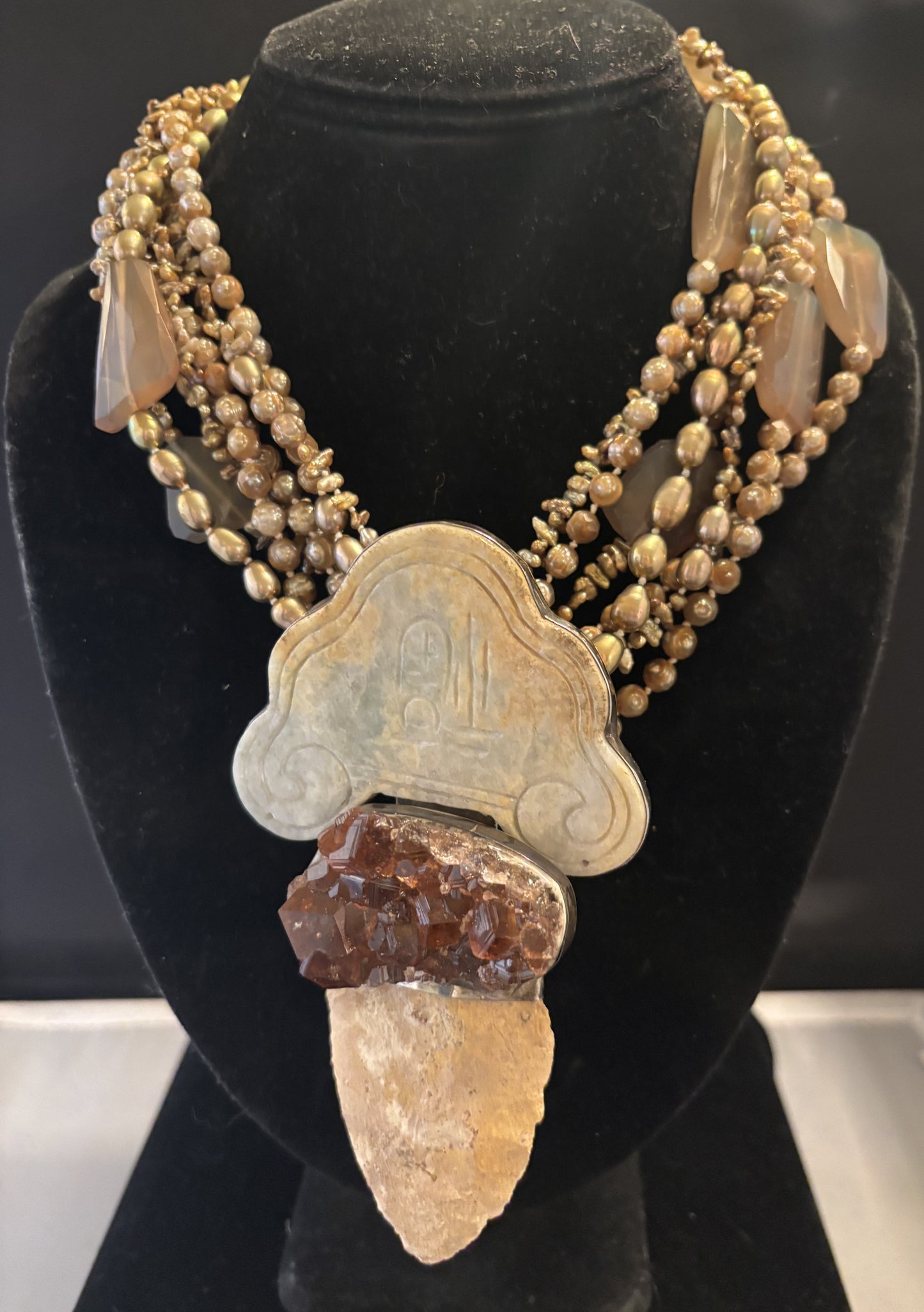 Vintage, Jade, Hessionite Garnet, Arrowhead