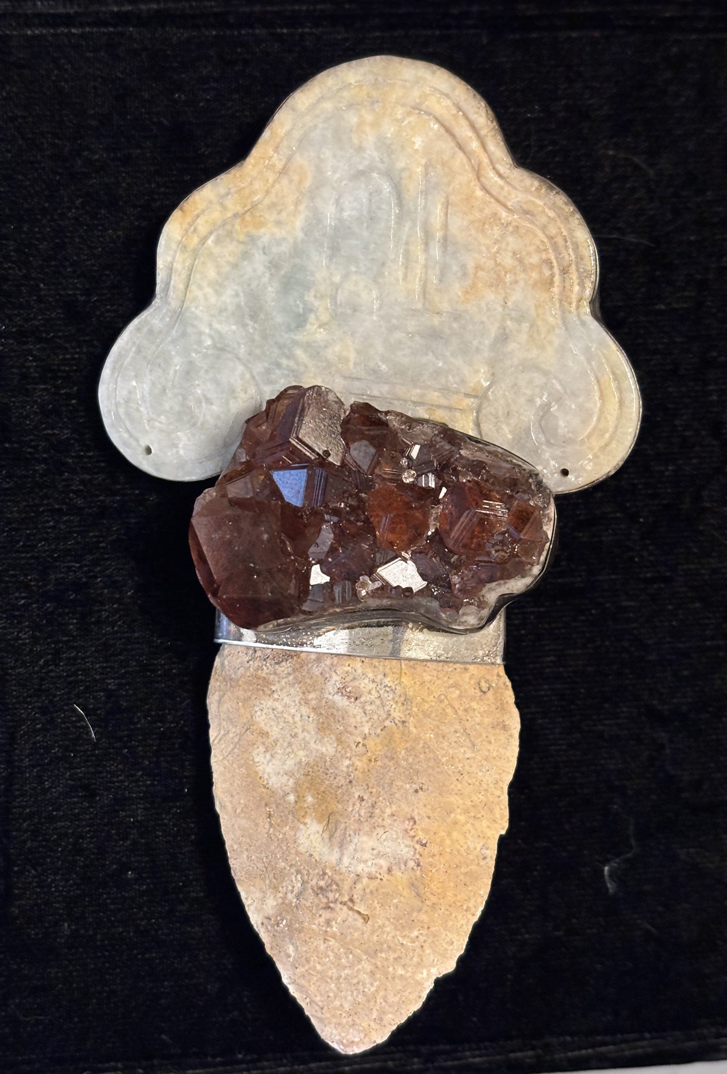 Vintage, Jade, Hessionite Garnet, Arrowhead
