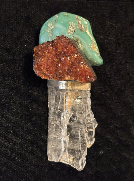 Vintage, Turquoise, Hessionite Garnet, Crystal Qtz.