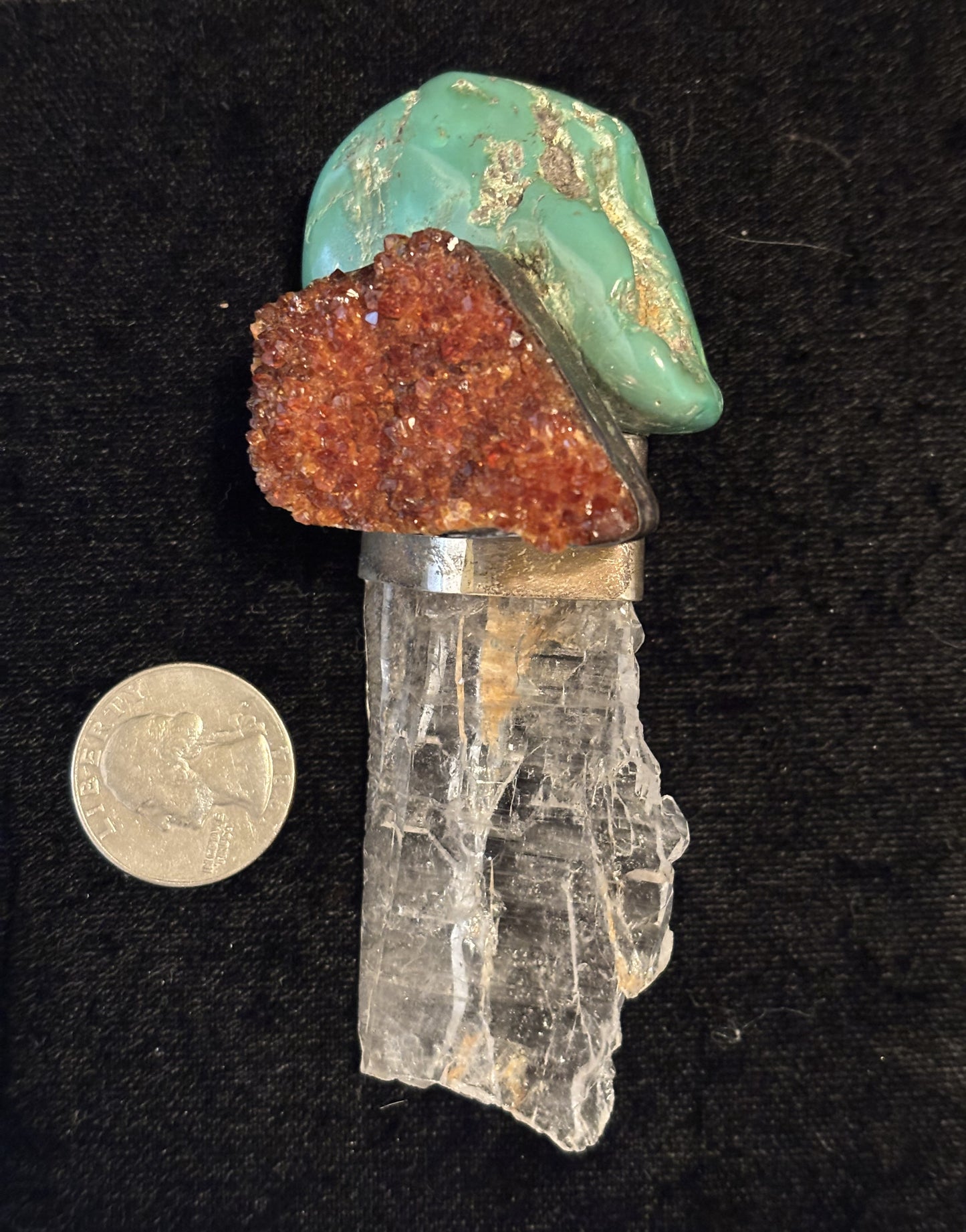 Vintage, Turquoise, Hessionite Garnet, Crystal Qtz.