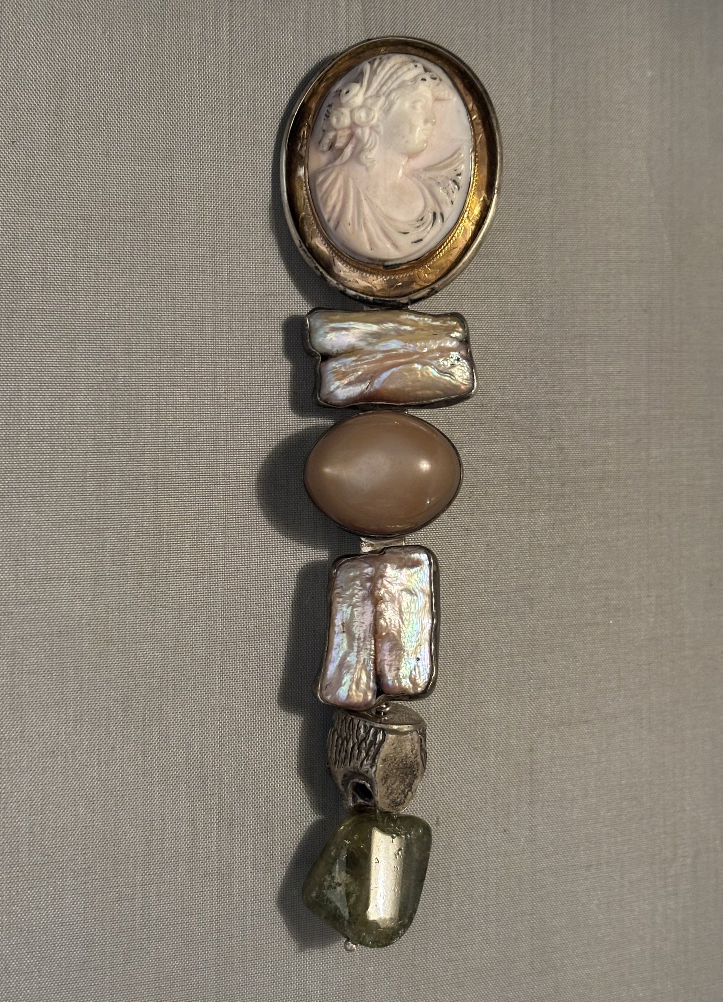 Vintage, Cameo, Pearl, Moonstone, Garnet