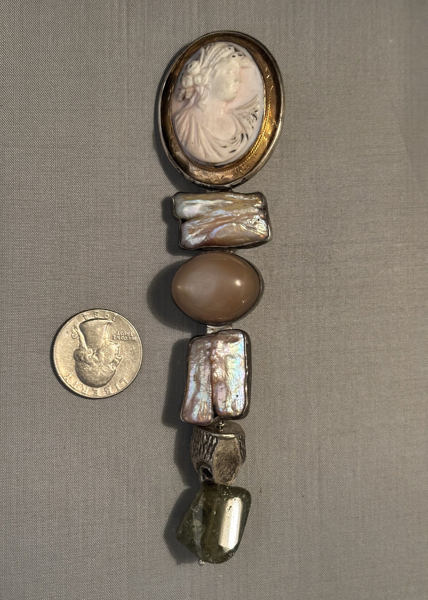 Vintage, Cameo, Pearl, Moonstone, Garnet