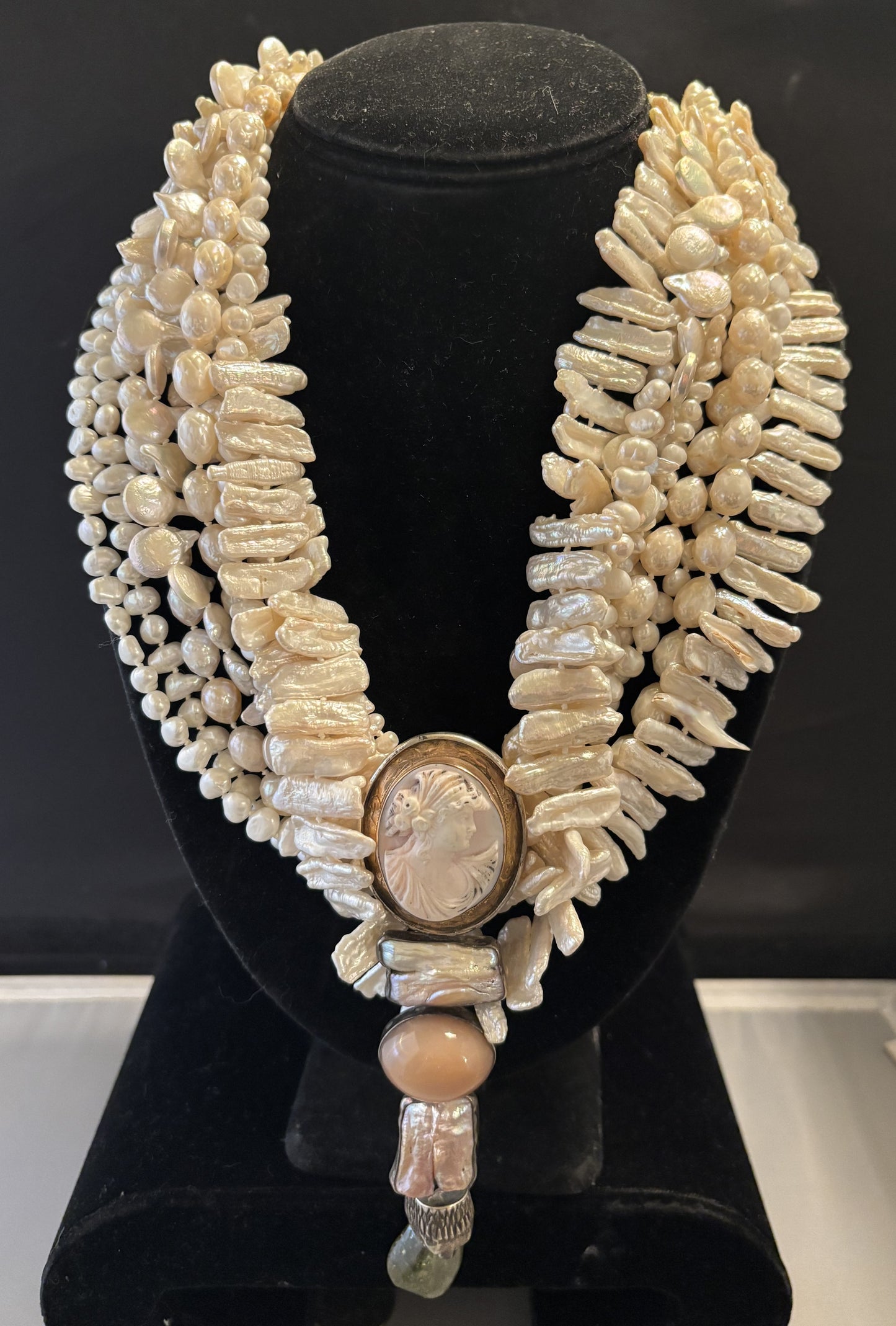 Vintage, Cameo, Pearl, Moonstone, Garnet