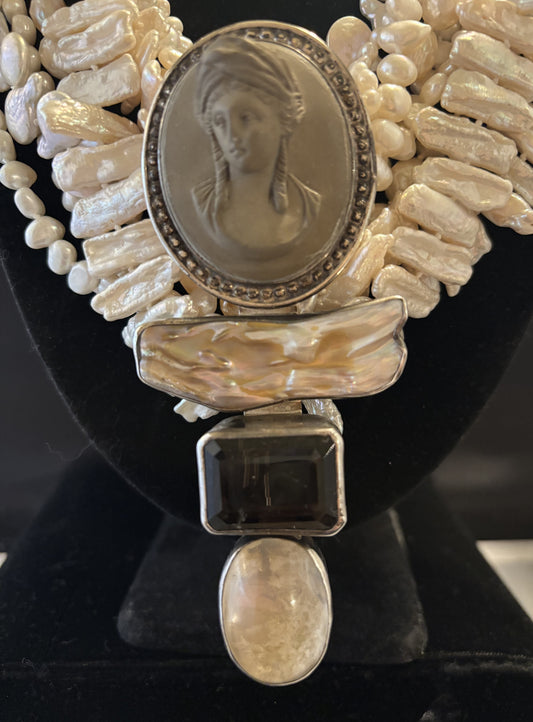 Vintage Lava Stone, Pearl, Topaz, Sandstone