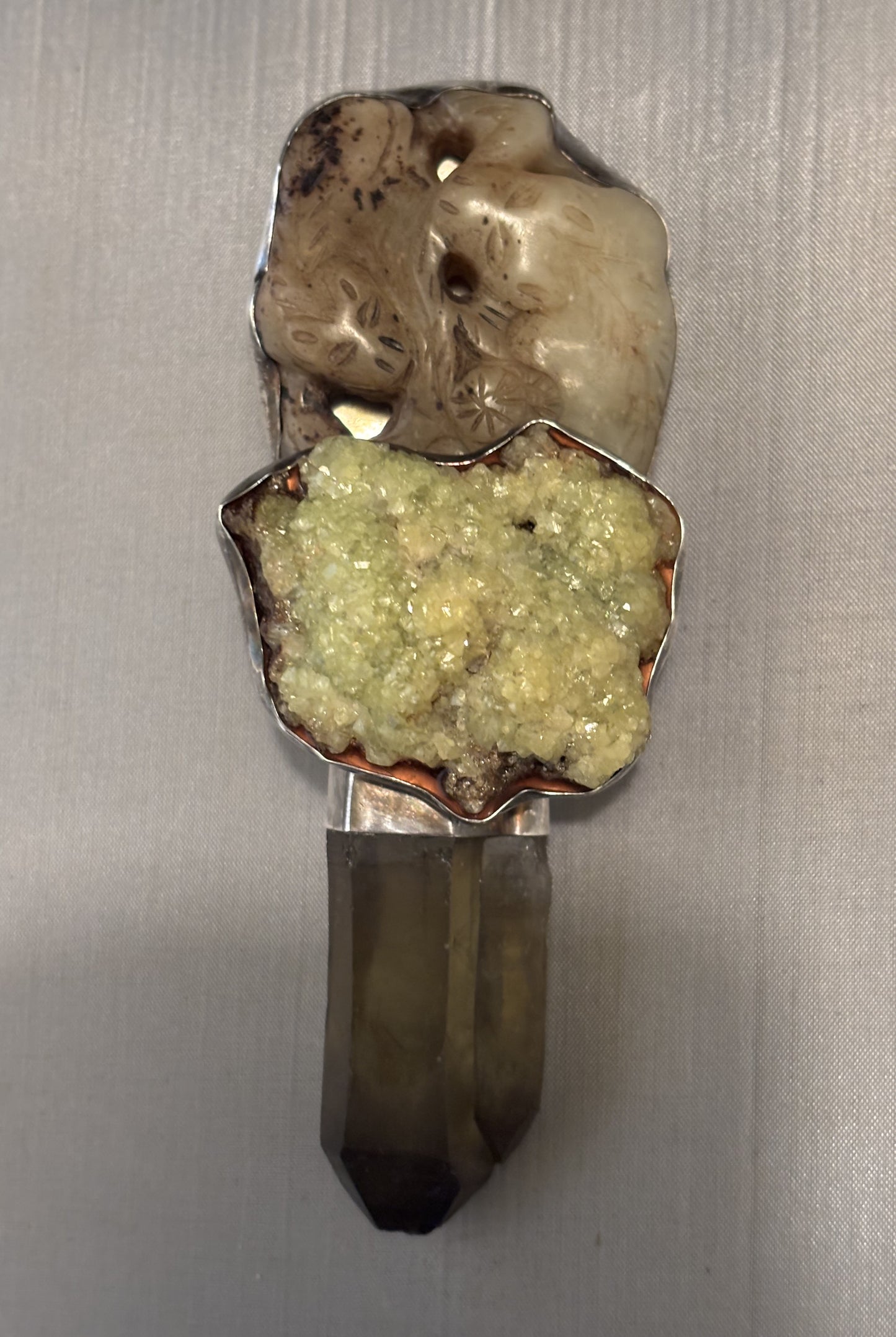 Vintage, Jade, Vesuvianite Garnet, Smokey Quartz
