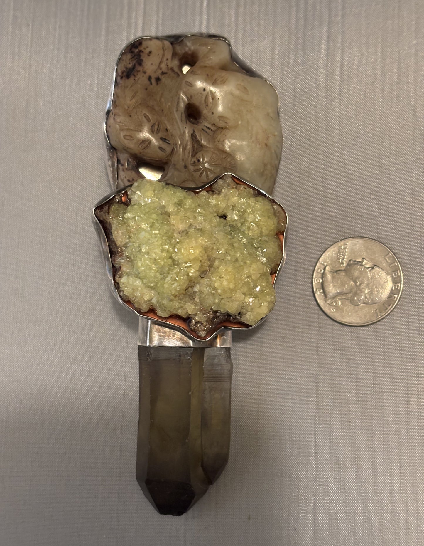 Vintage, Jade, Vesuvianite Garnet, Smokey Quartz