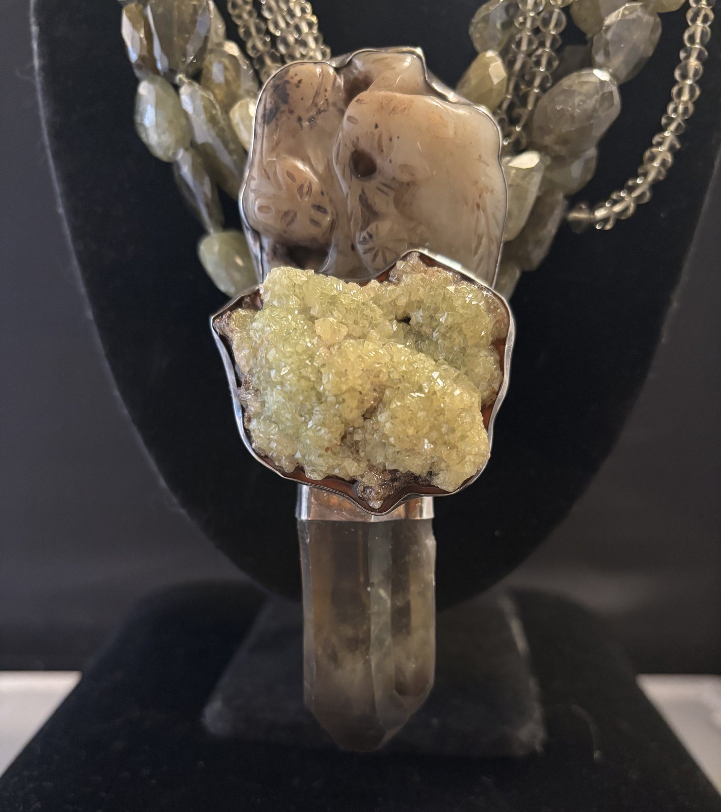 Vintage, Jade, Vesuvianite Garnet, Smokey Quartz