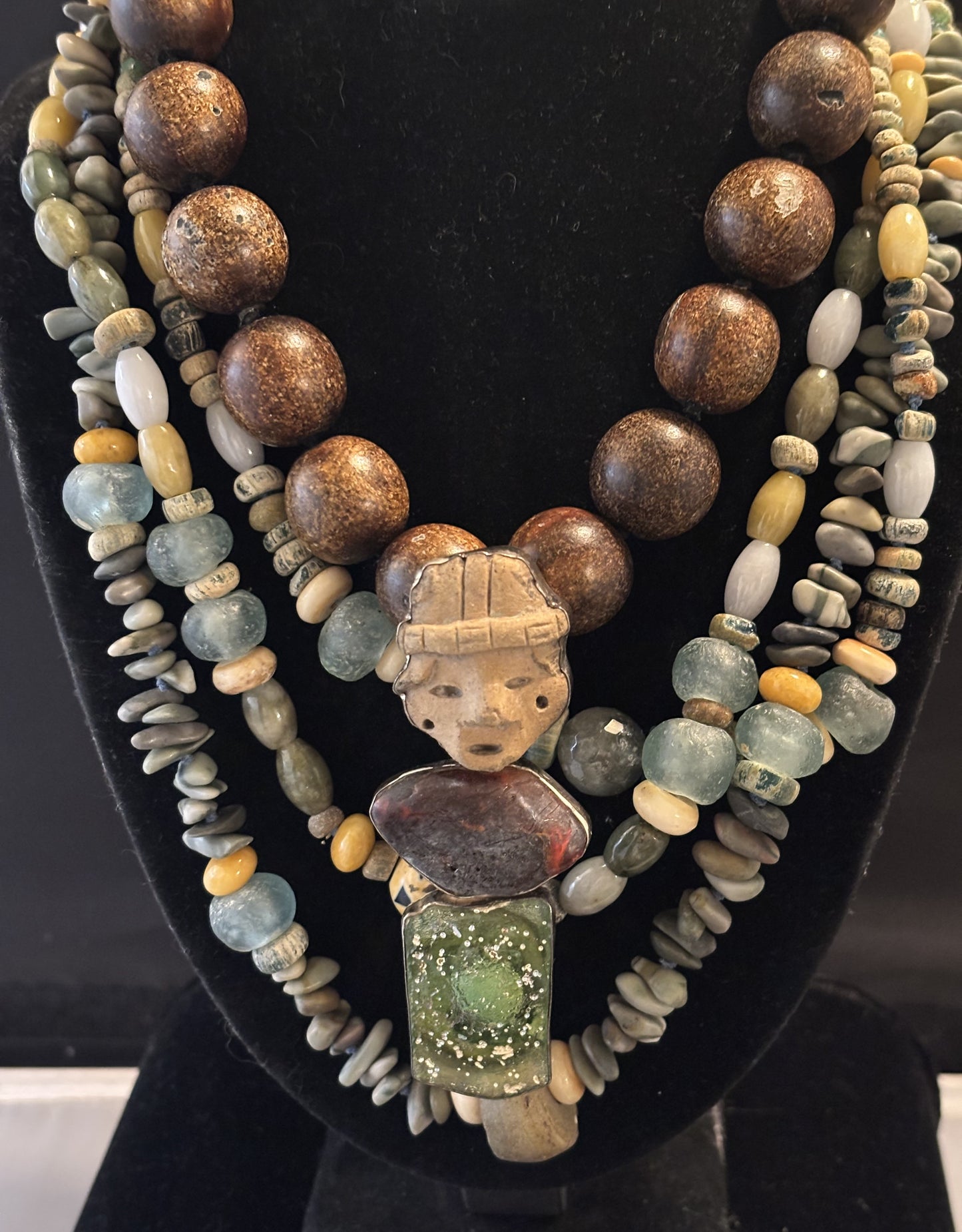 Vintage Peruvian Artifact, Amber, Sea Glass