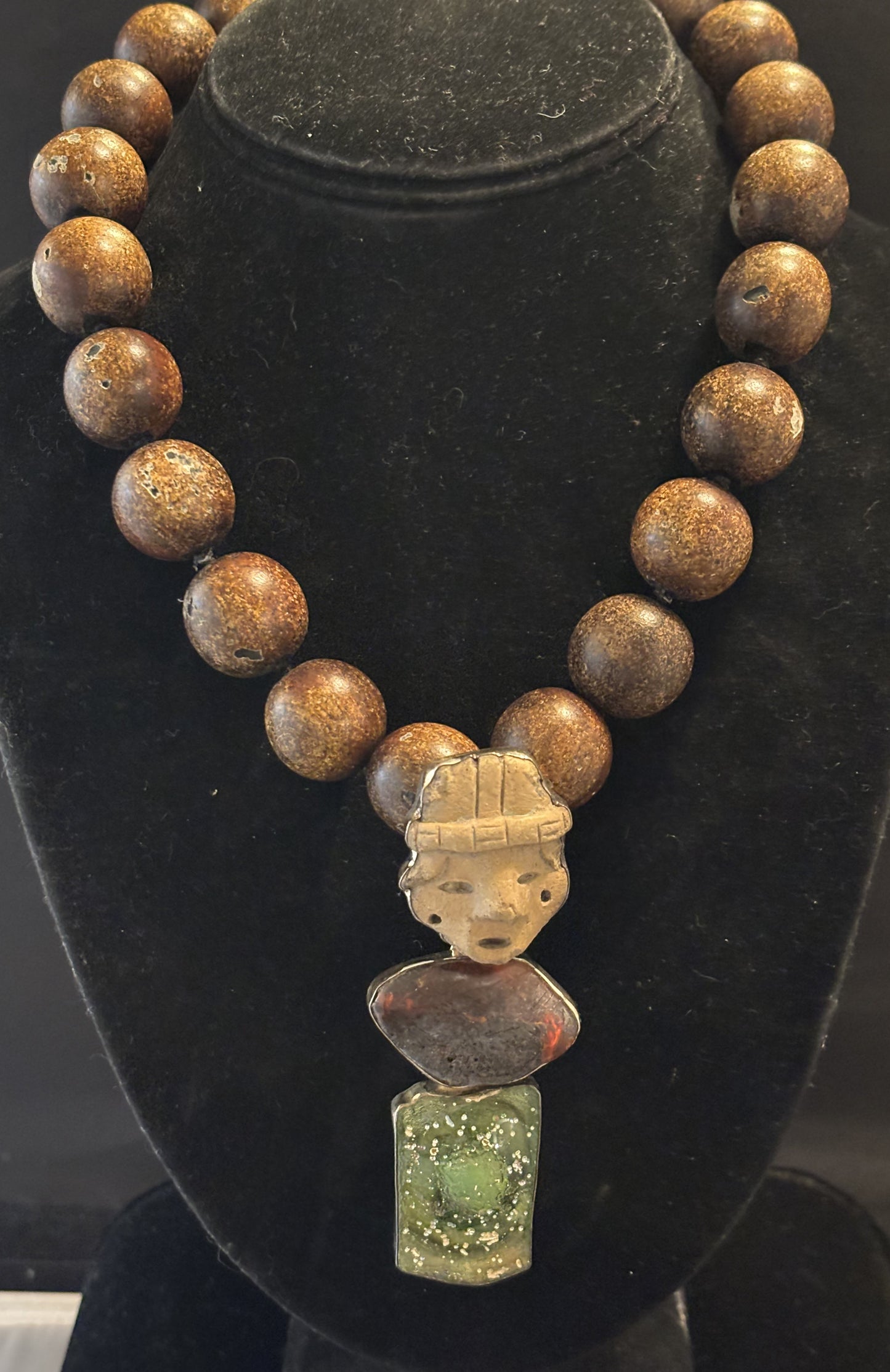 Vintage Peruvian Artifact, Amber, Sea Glass