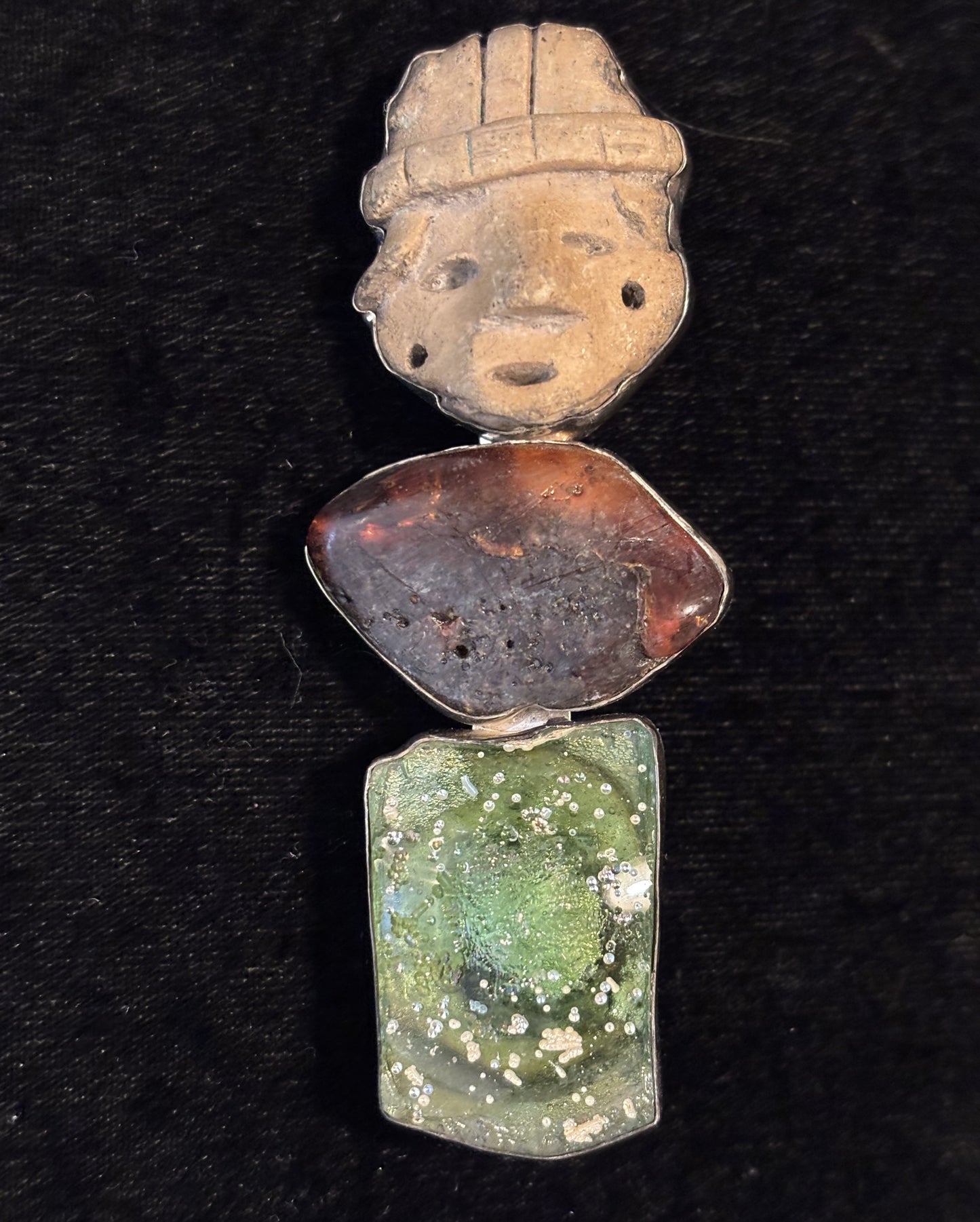 Vintage Peruvian Artifact, Amber, Sea Glass