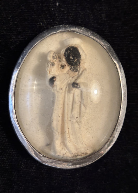 Antique Carved Meerschaum Religious Pin