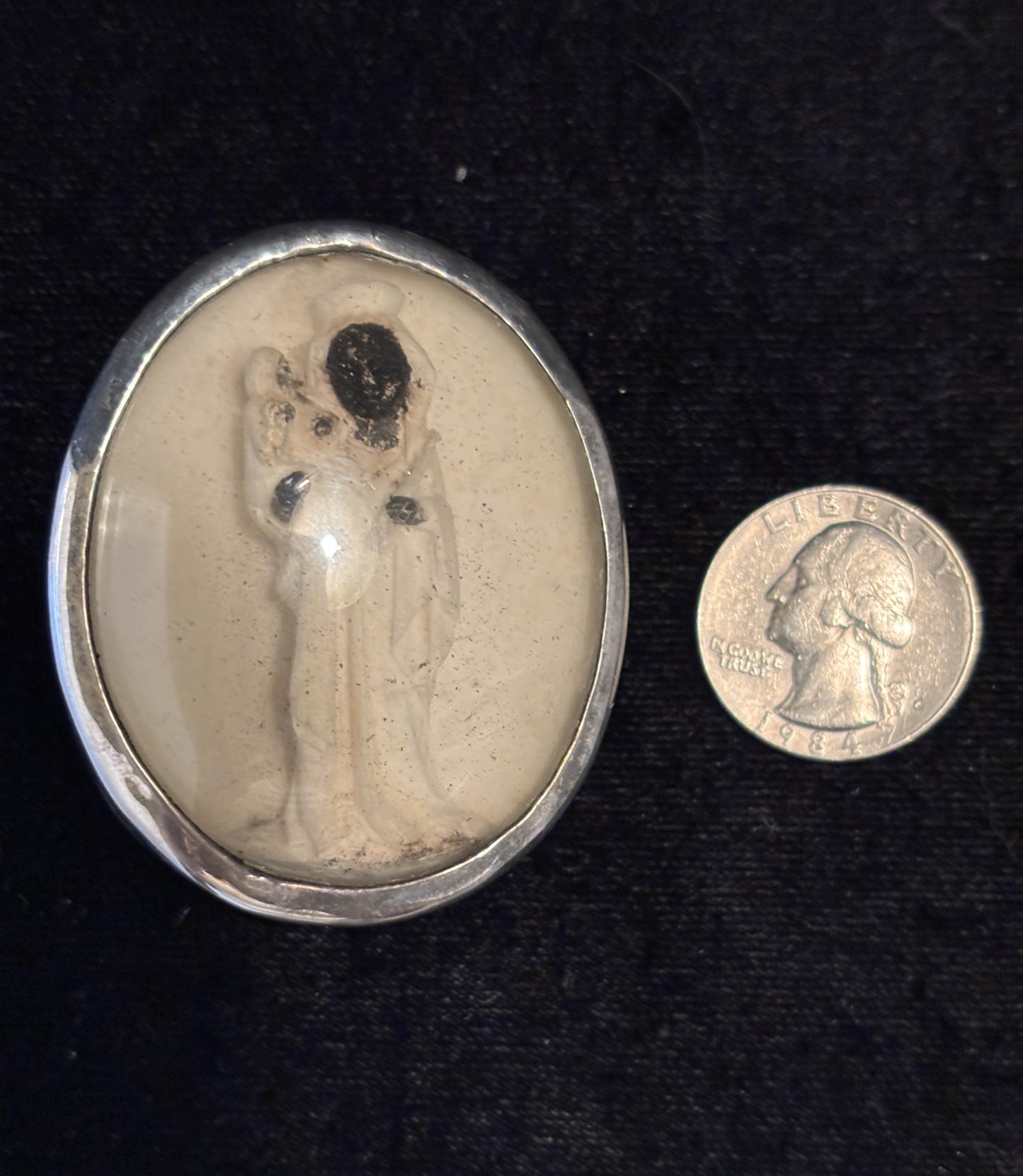 Antique Carved Meerschaum Religious Pin