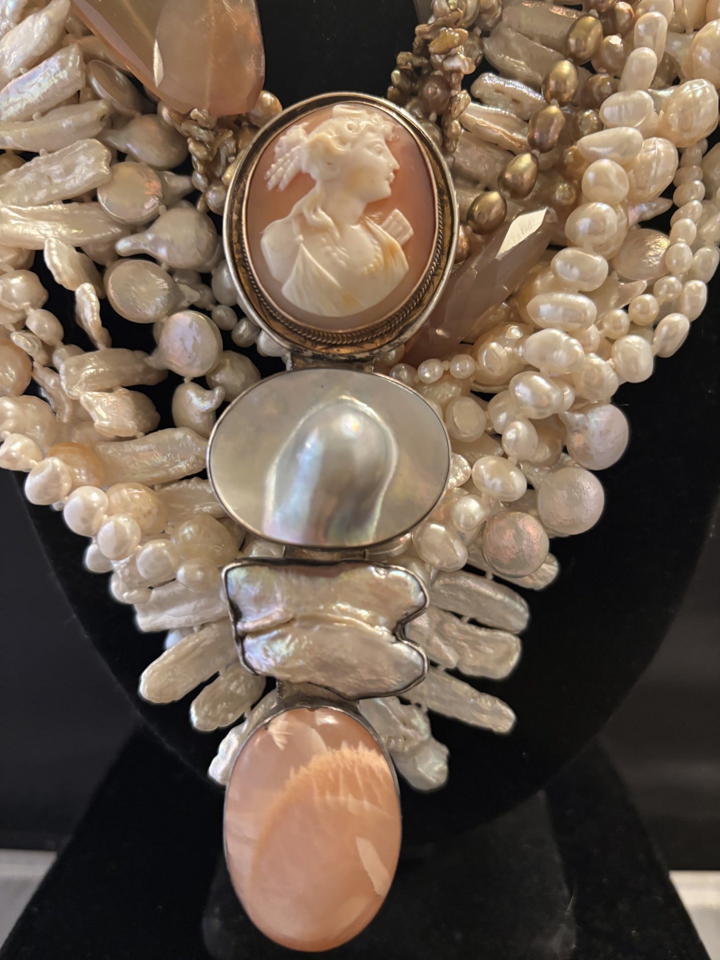 Vintage Cameo, Pearl, Moonstone