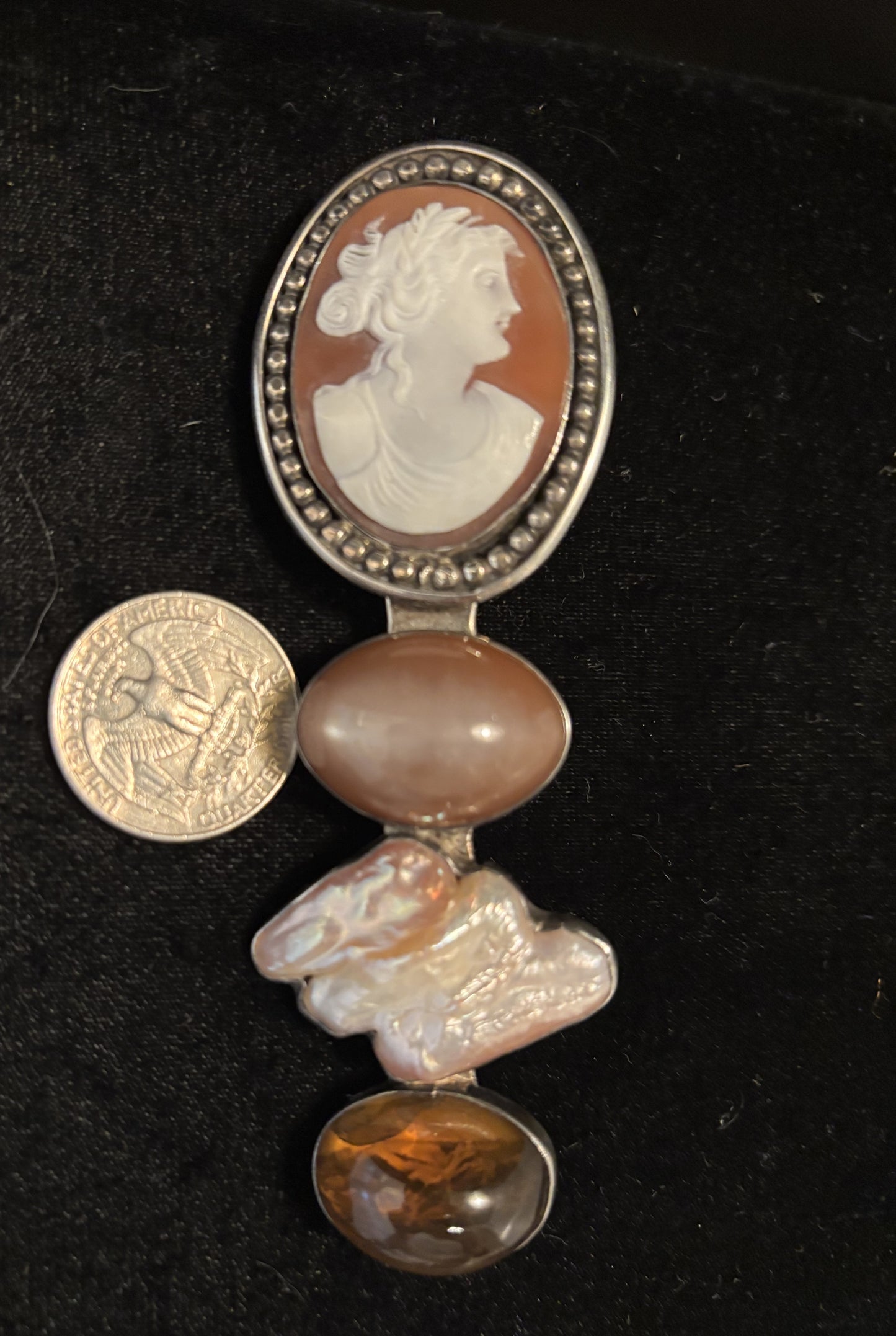 Vintage Cameo, Pearl, Moonstone