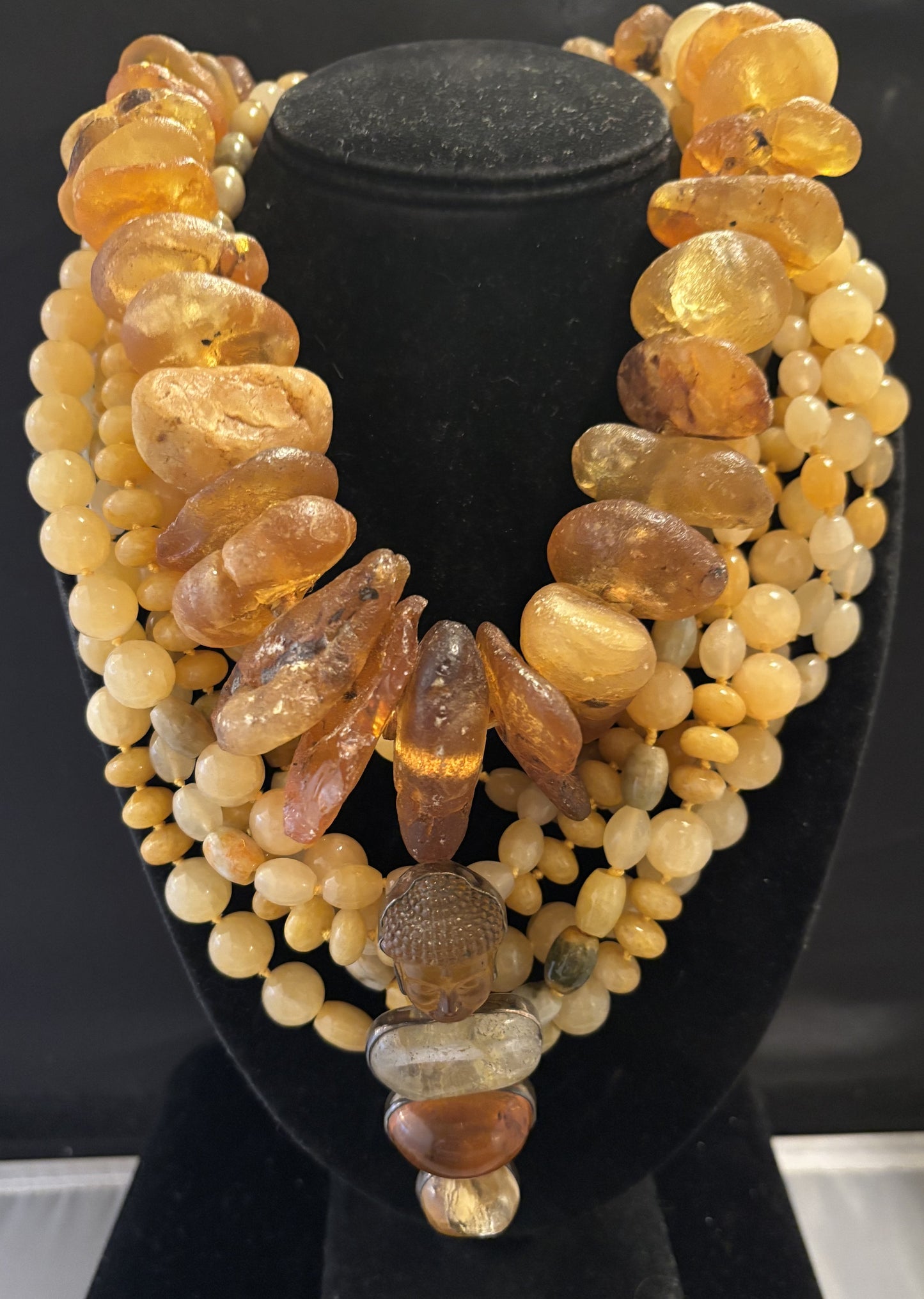 Amber Buddha, Blue Topaz, Citrine