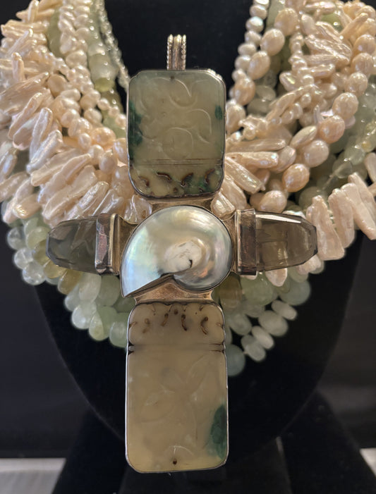 Vintage Jade, Topaz, Nautilus