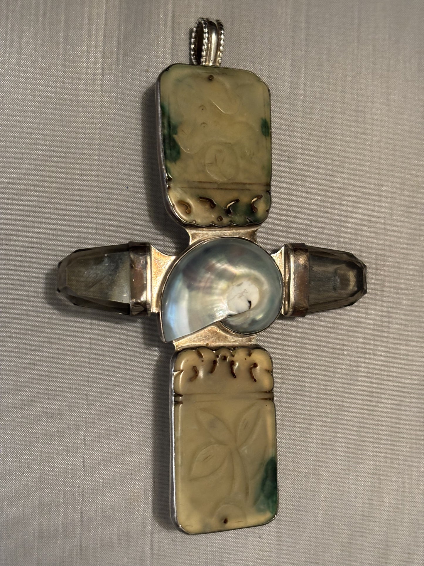 Vintage Jade, Topaz, Nautilus