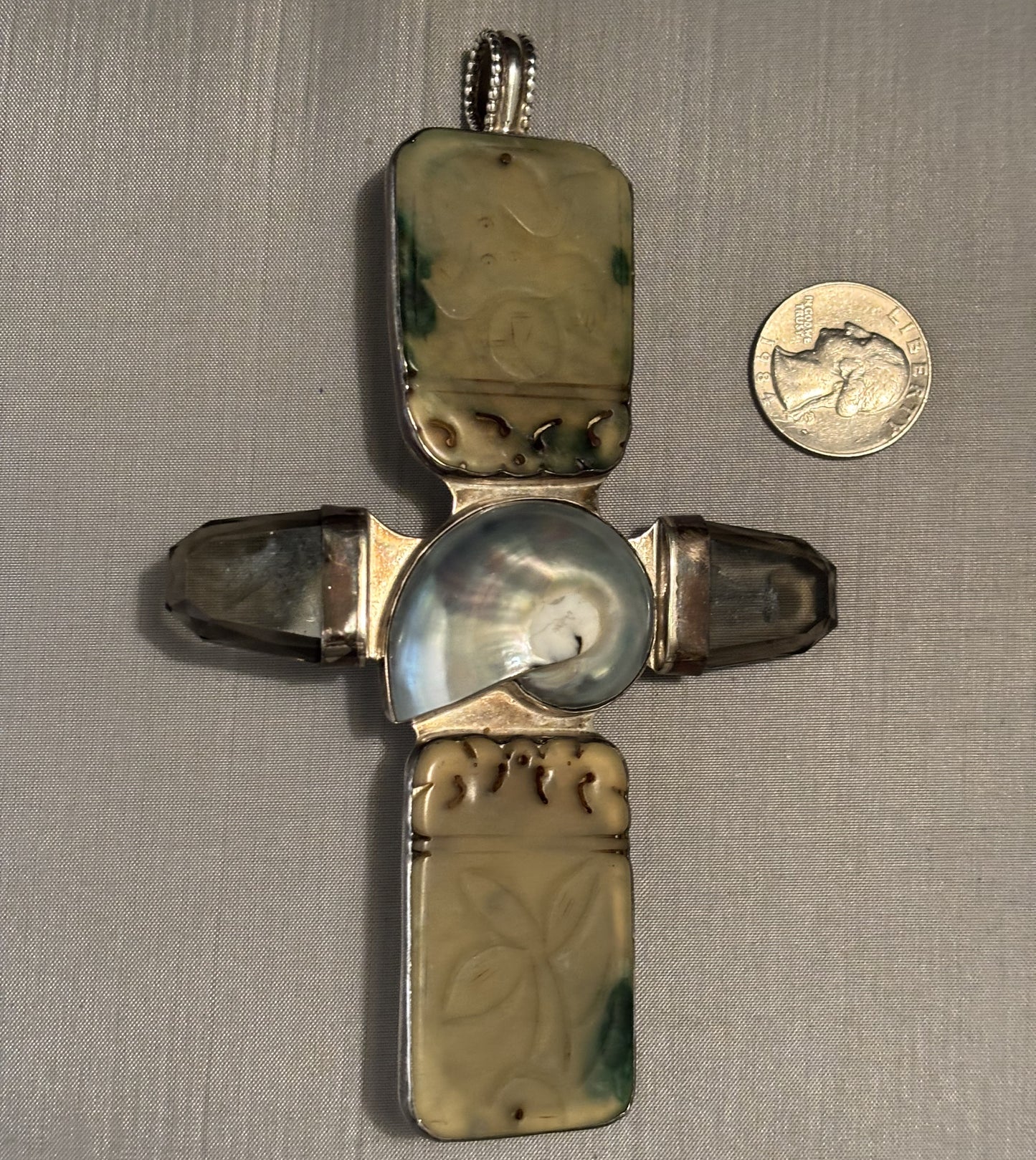 Vintage Jade, Topaz, Nautilus