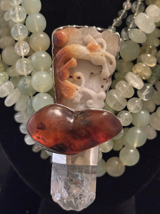 Vintage Jade, Amber, Aquamarine