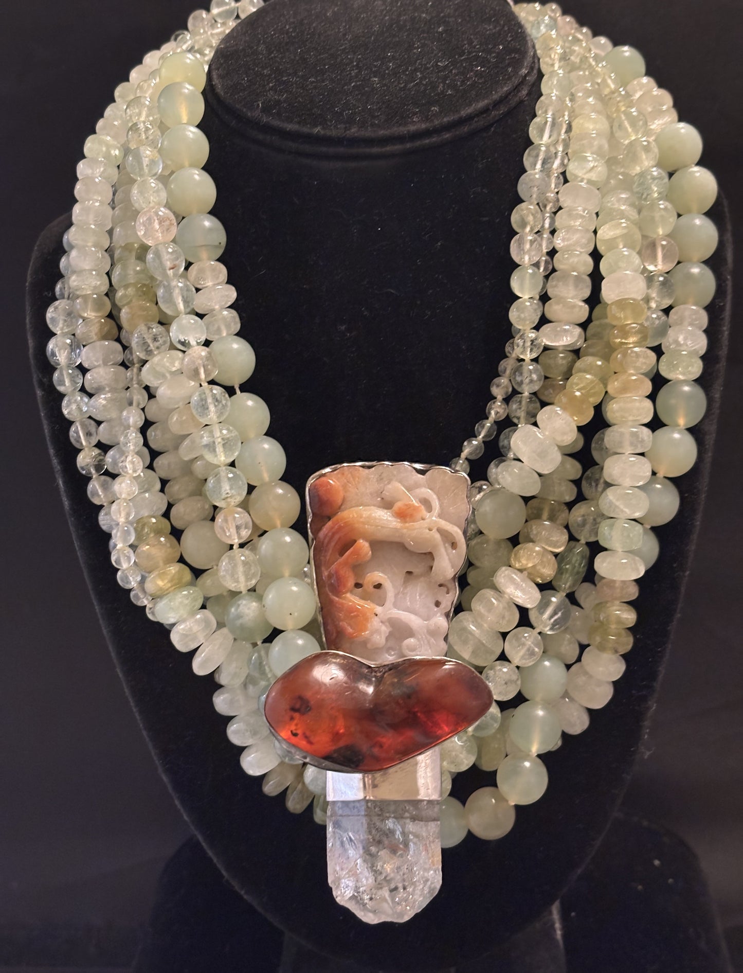 Vintage Jade, Amber, Aquamarine