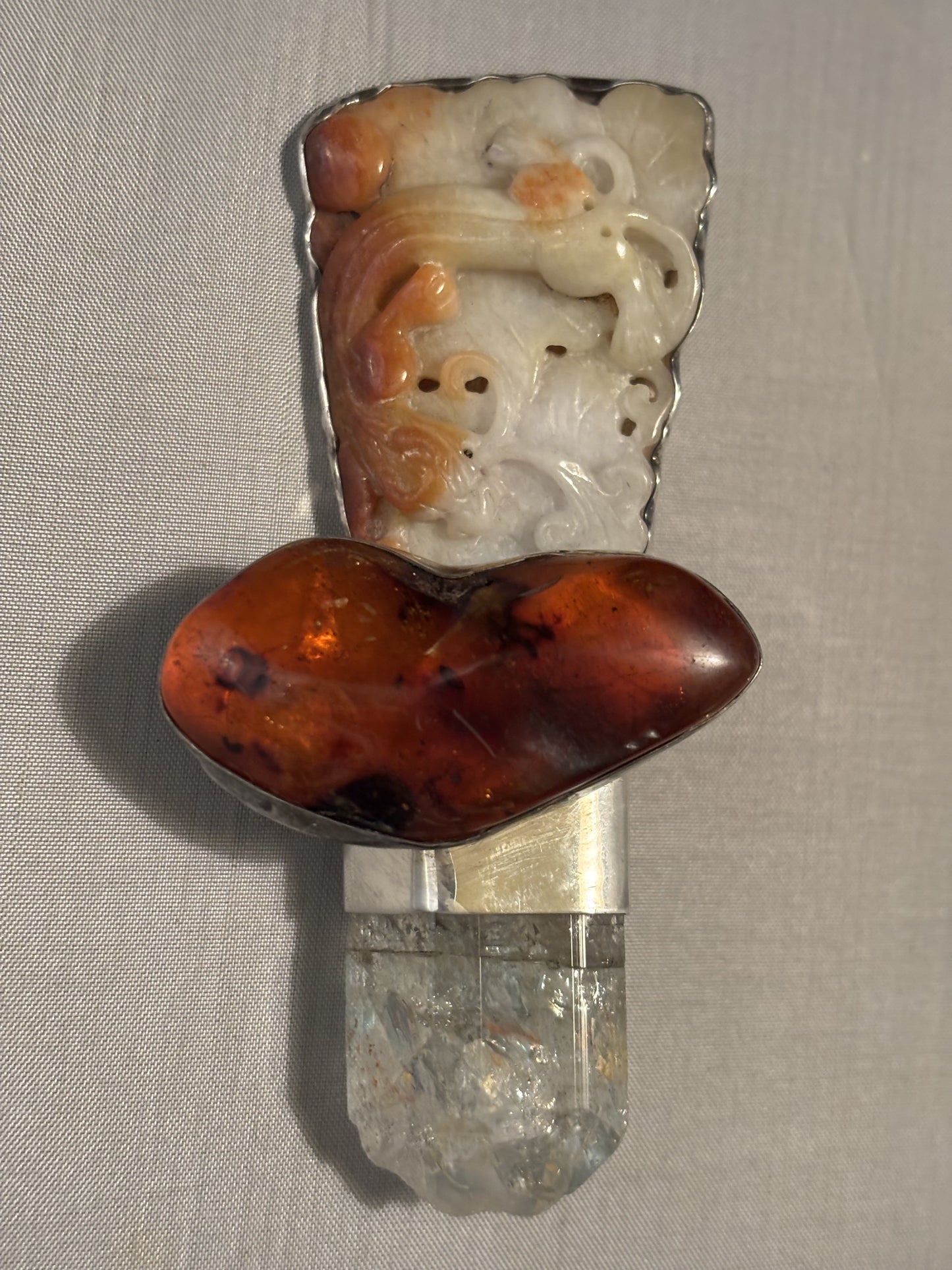 Vintage Jade, Amber, Aquamarine