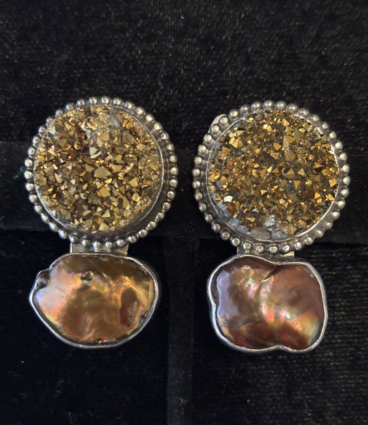 Gold Druzy, Copper Pearl