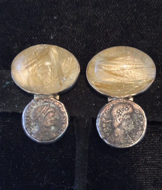 Rutilated Qtz., Roman Coin