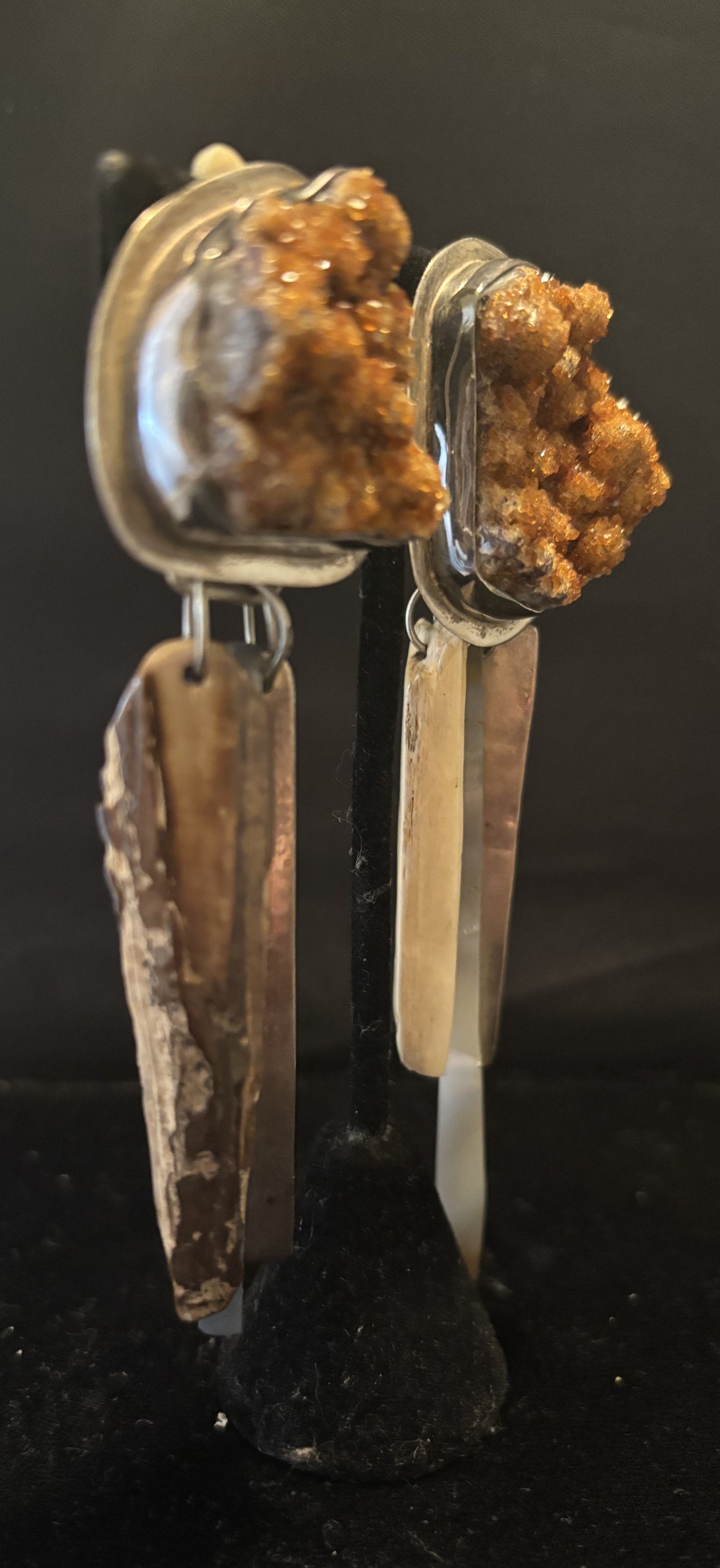 Vintage Hessionite Garnet, Bone, Agate