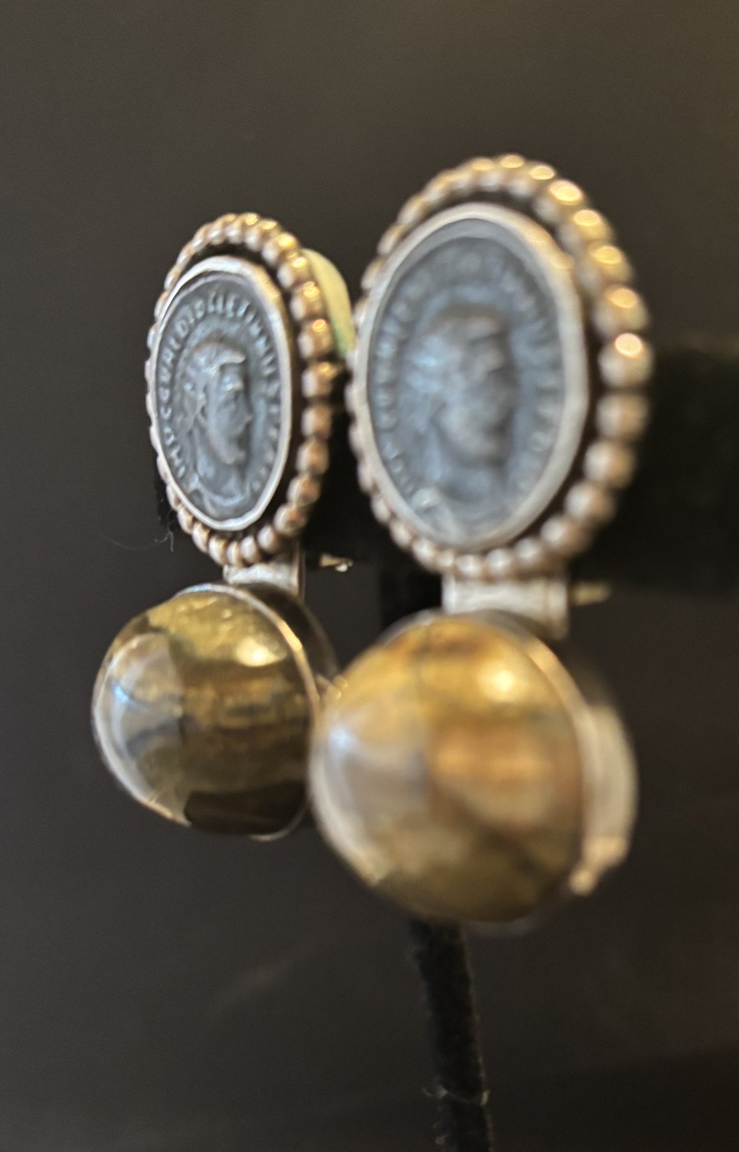 Old Roman Coin, Imperial Star Opal Earring