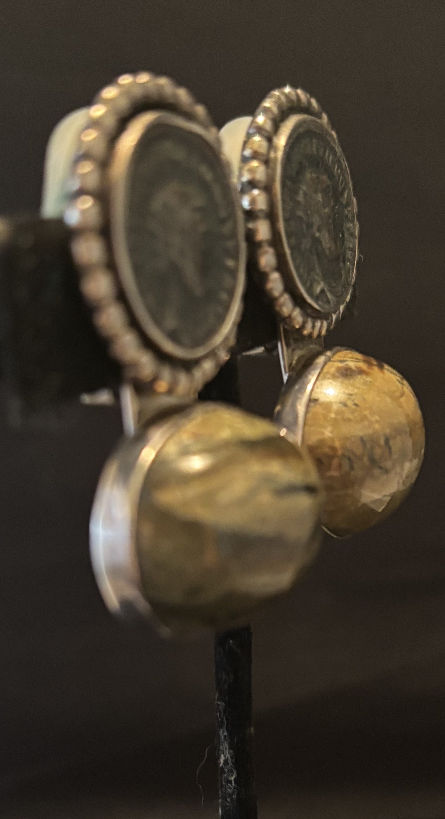 Old Roman Coin, Imperial Star Opal Earring