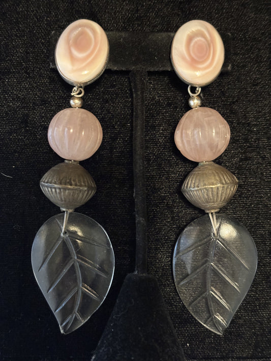 Vintage Mother of Pearl, Rose Qtz., Resin
