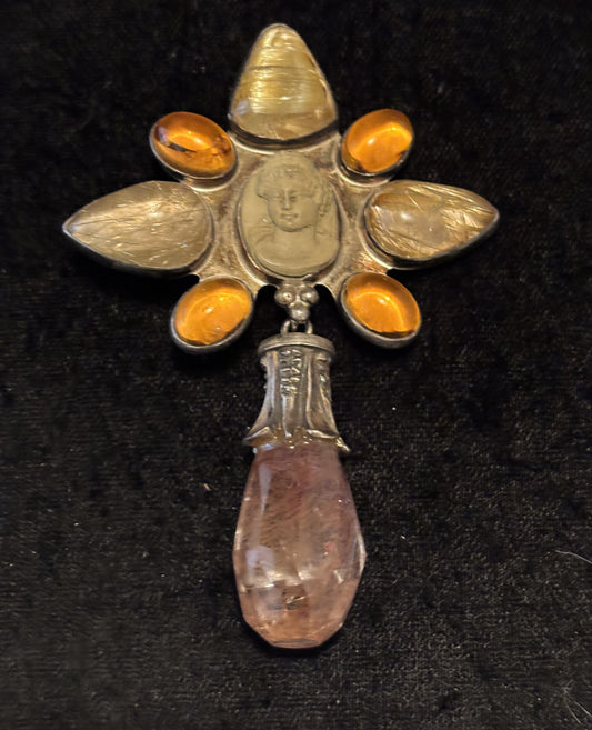 Rutilated Qtz., Citrine, Cameo