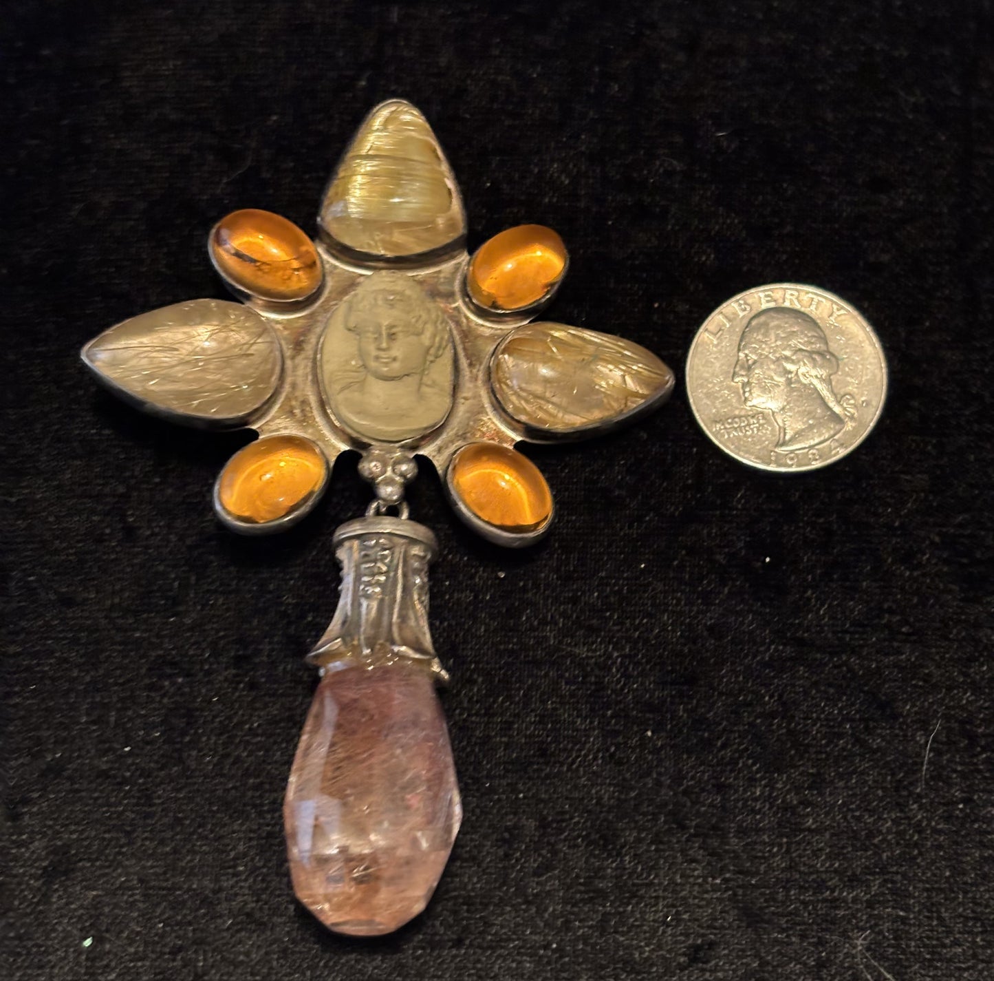 Rutilated Qtz., Citrine, Cameo