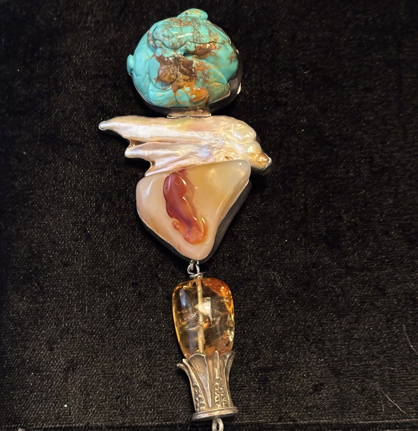 Turquoise, Pearl, Carnelian, Citrine Dangle