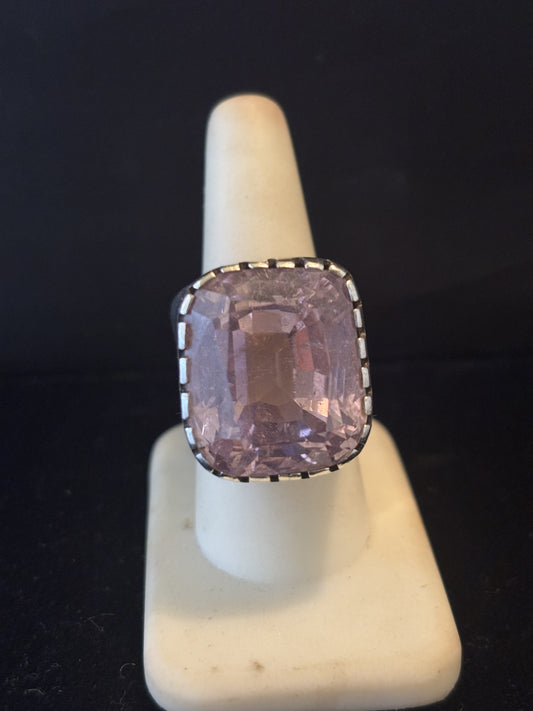 Baby Pink Faceted Kunzite Ring