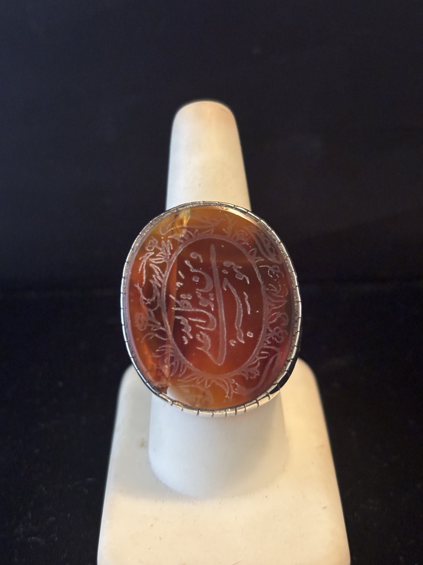 Agate Intaglio Engraved Ring